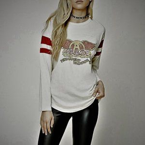 Aerosmith Permanent Vacation '87 rock Official Football T-Shirt l/s S NWT